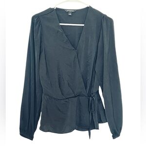 2/$30Banana Republic -  Black Long Sleeve Wrap Blouse Top Small